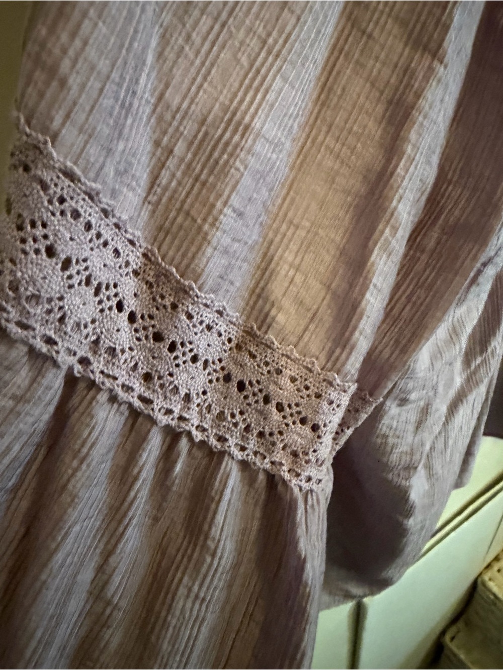 Laura Ashley Boho Peasant Blouse | NWT | Size 2X | Dusty Mauve | Lace Trim - Picture 7 of 8